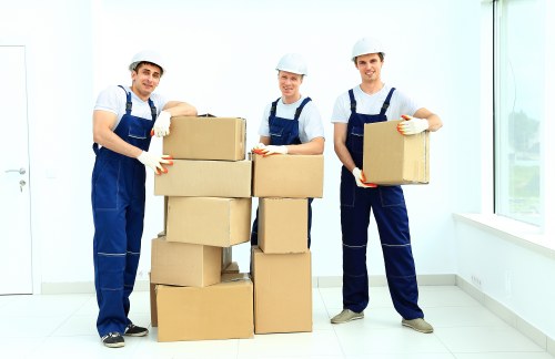 Packing boxes and furniture ready for a removal van