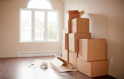 Donatable furniture and boxes ready for charity reuse partnership