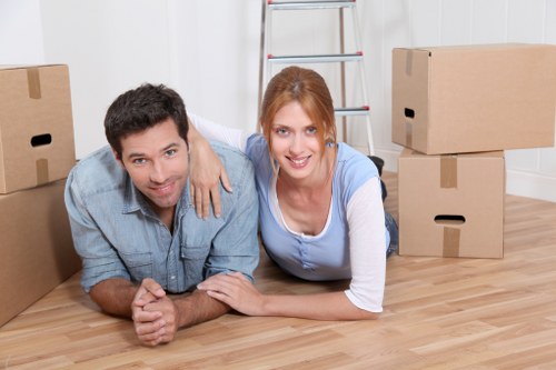 Team organising office furniture and IT equipment for a Kenton move